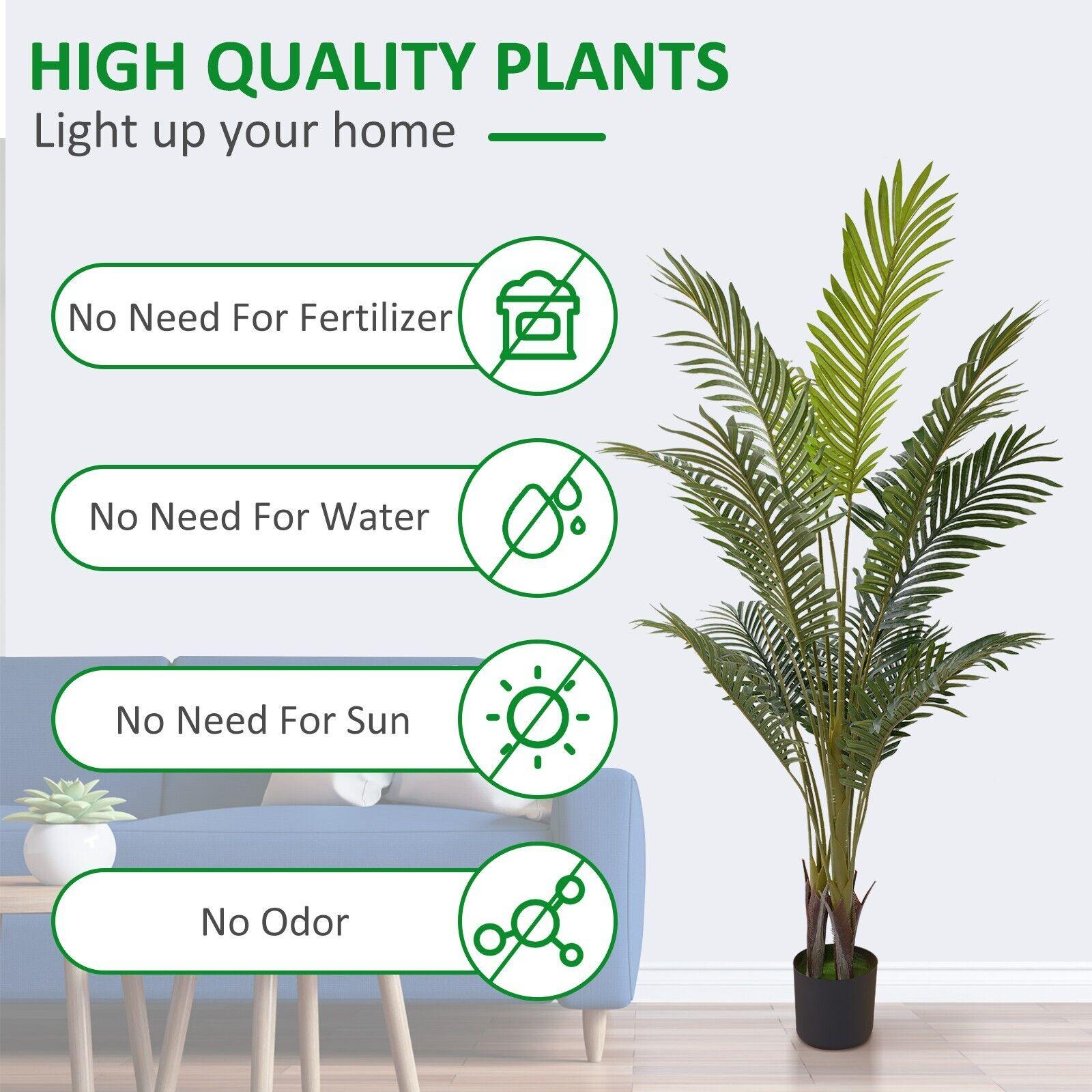 5.2' Artificial Palm Tree in Pot Indoor Ornament Green Plant - Bosonshop