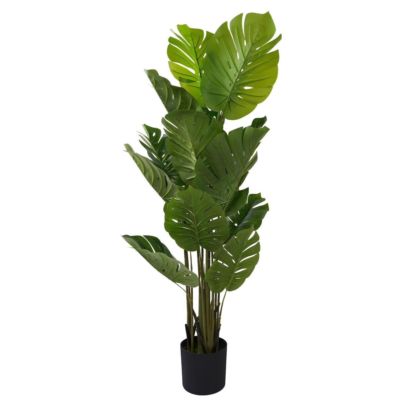 5' Artificial Monstera Plant in Pot Tree with 15 Decorative Leaves Faux Plant with Pot - Bosonshop