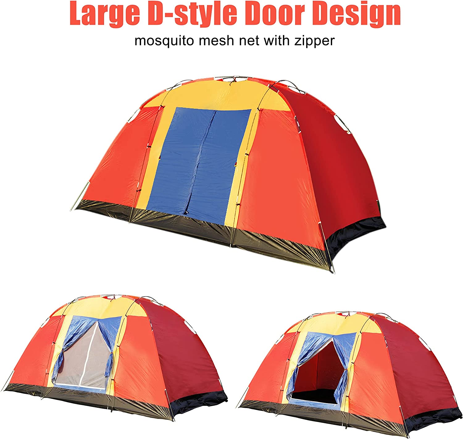 Outdoor Waterproof 8-Person Foldable Camping Tent w/ Carry Bag, Red - Bosonshop