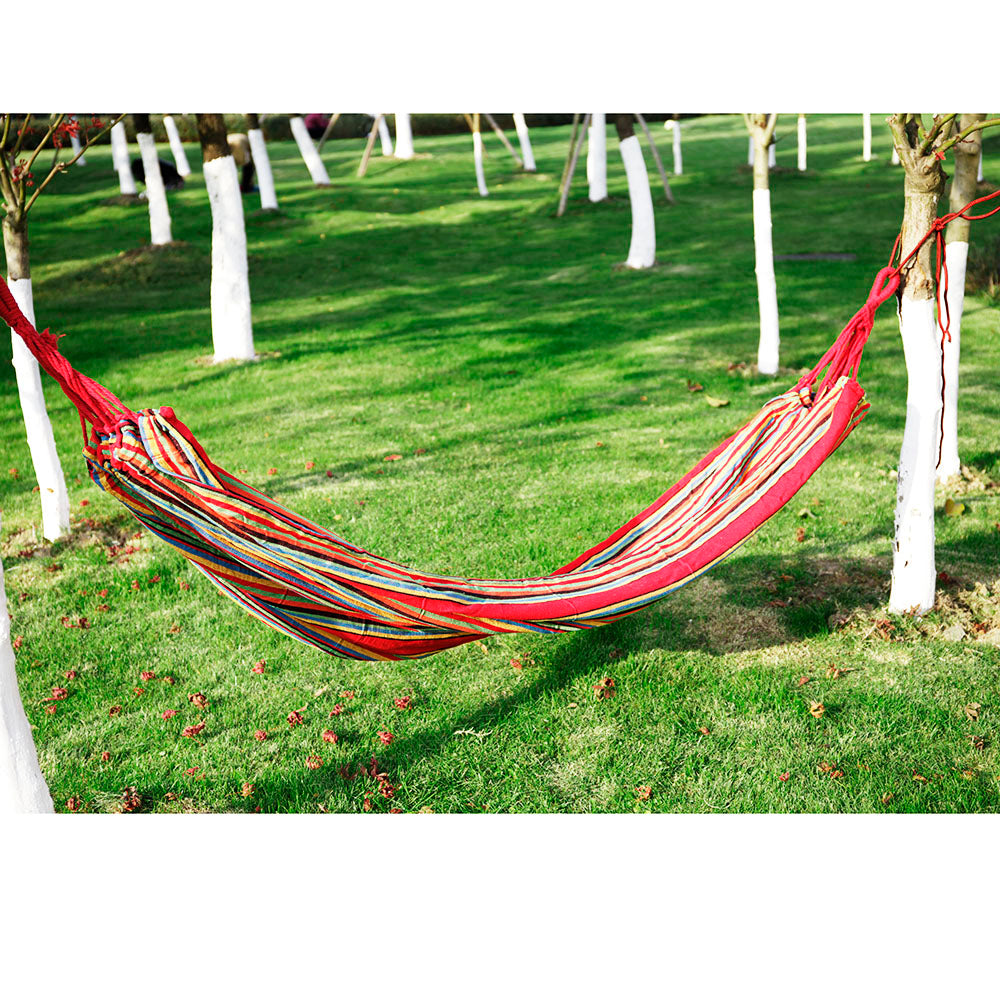 (Out of Stock) Camping Hammock Outdoor Indoor with Straps Travel Single Hammocks Cotton Fabric with Portable Bag Backpack - Bosonshop