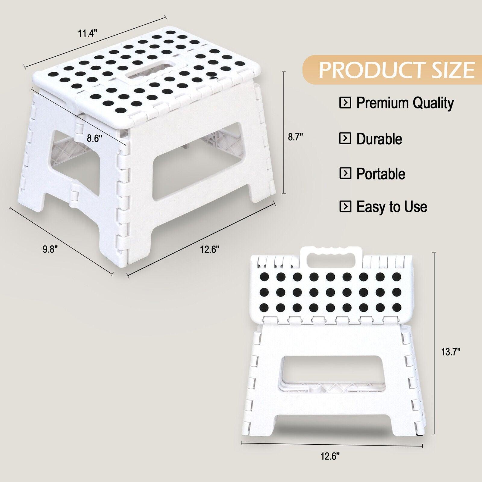 Super Strong Folding Step Stool with Handle 300 LB Capacity for Adults and Toddlers, White - Bosonshop