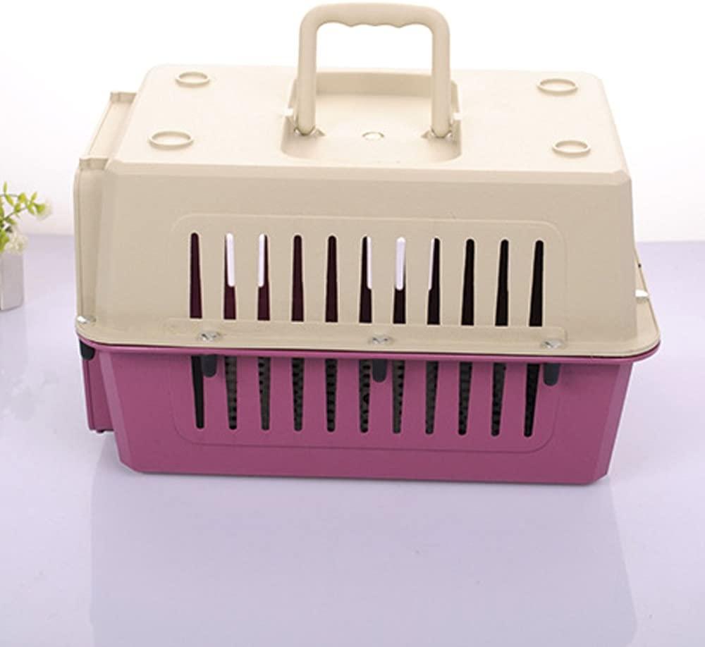 Plastic Cat & Dog Carrier Cage with Chrome Door Portable Pet Box Airline Approved, Medium, Red - Bosonshop