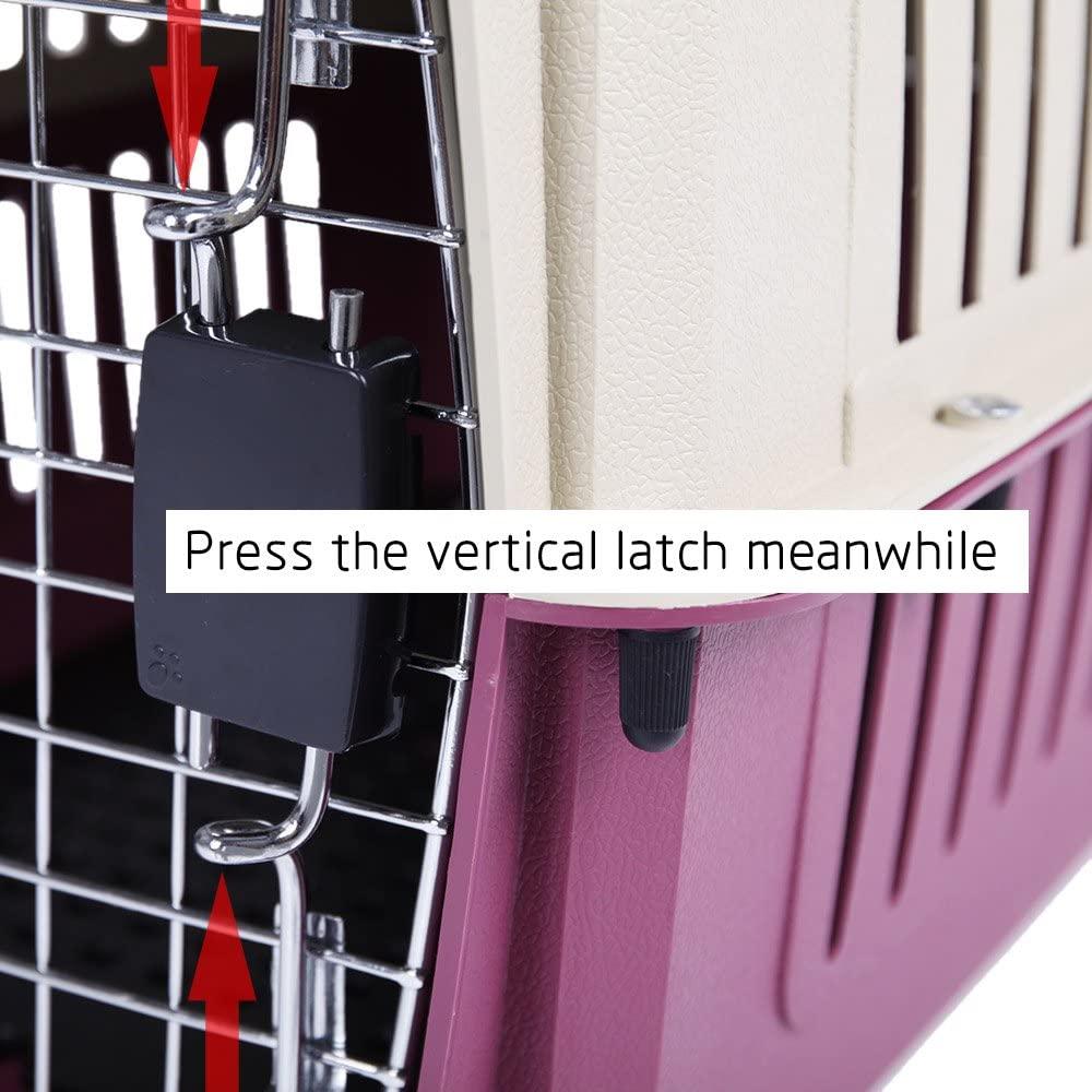 Plastic Cat & Dog Carrier Cage with Chrome Door Portable Pet Box Airline Approved, Medium, Red - Bosonshop