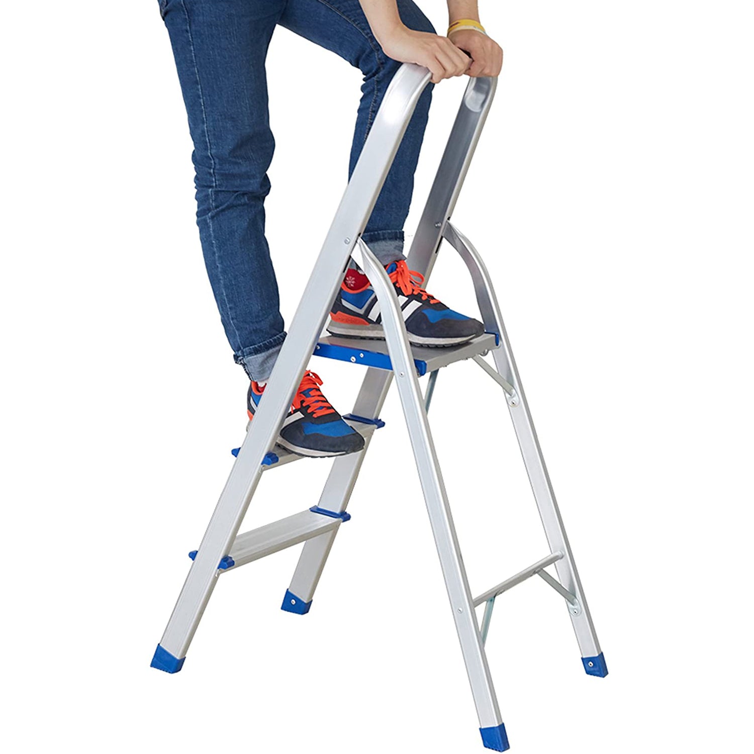 3 Step Non-Slip Aluminum Ladder Folding Platform Stool, 330 lbs Load Capacity - Bosonshop