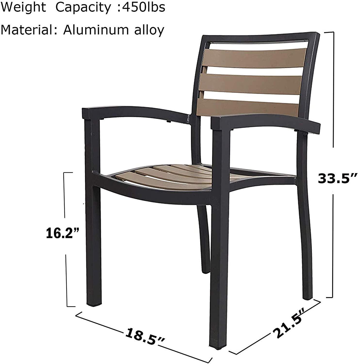 Set of 4 Patio Chairs Outdoor Dining Chair Stackable Armchair Aluminum Alloy Lightweight & Heavy Duty - Bosonshop