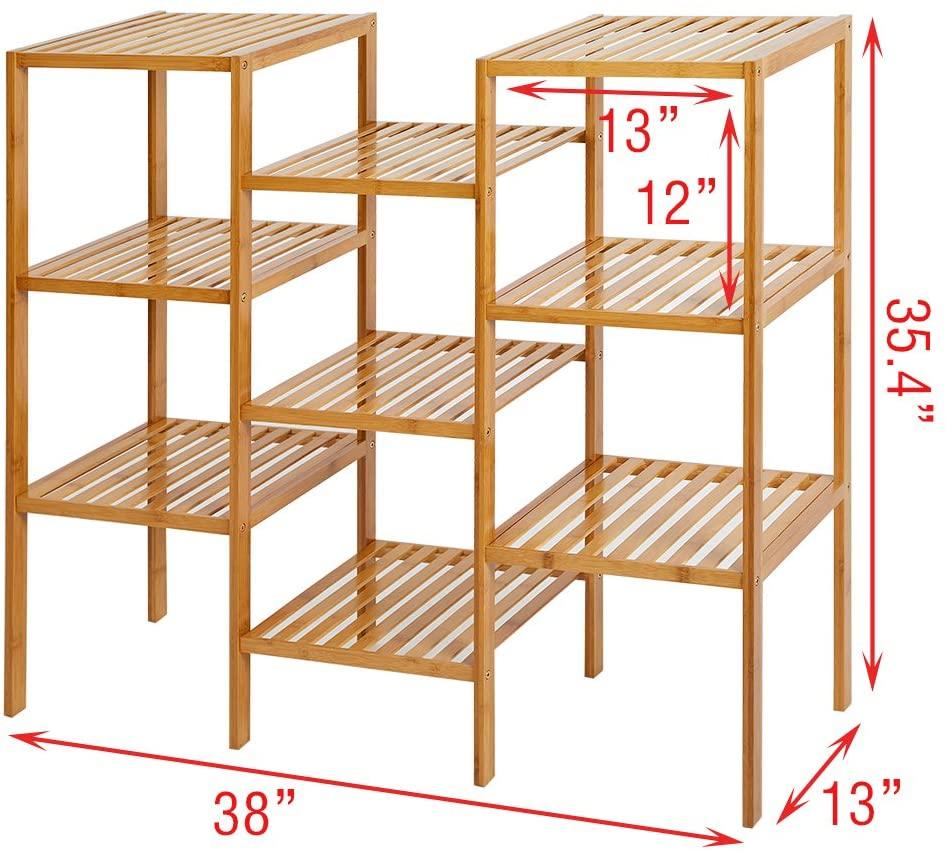 Bamboo Plant Stand 9-Tier Multifunctional Storage Rack Customizable Flower Display Shelf Bathroom Rack - Bosonshop