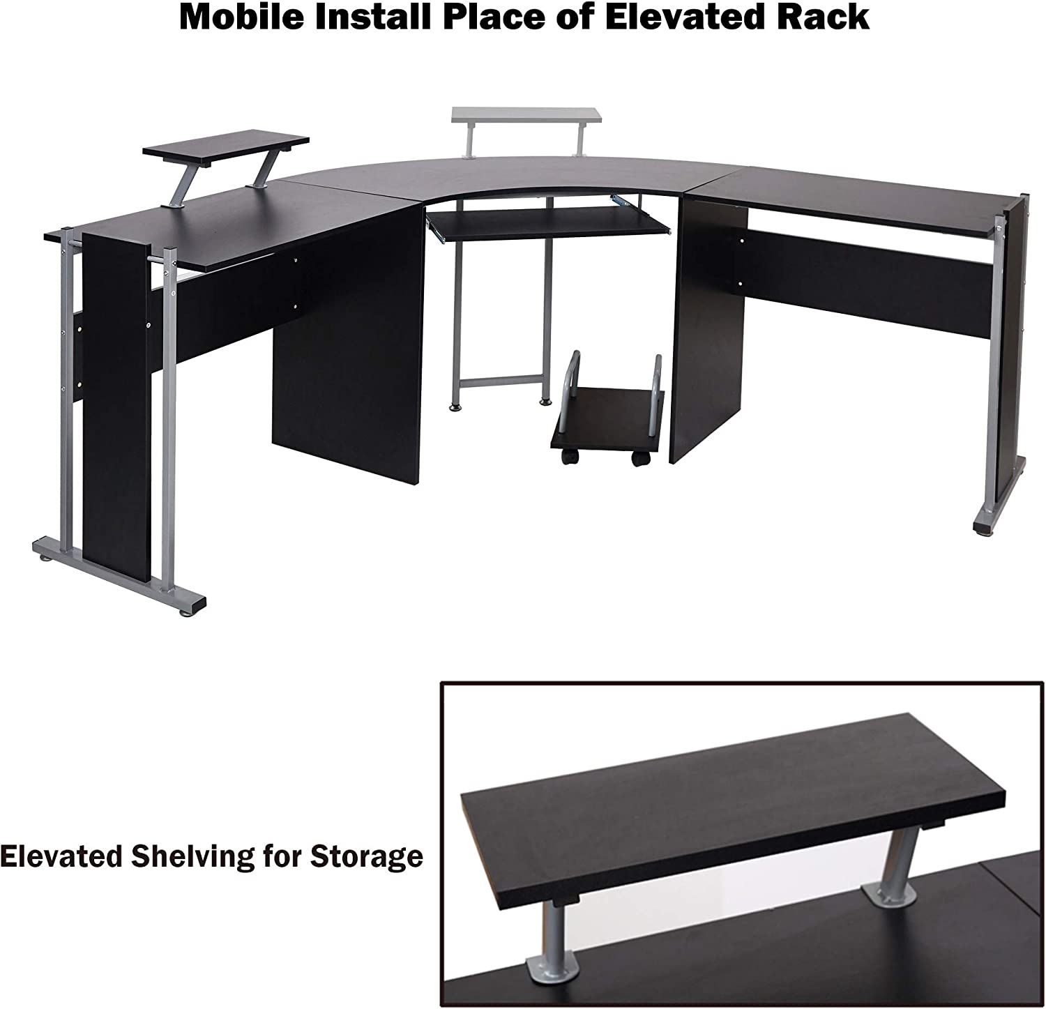 L-Shaped Computer Desk Modern Corner Table Wood Laptop Gaming Desk 71.2 x 22 x 30.3in - Bosonshop