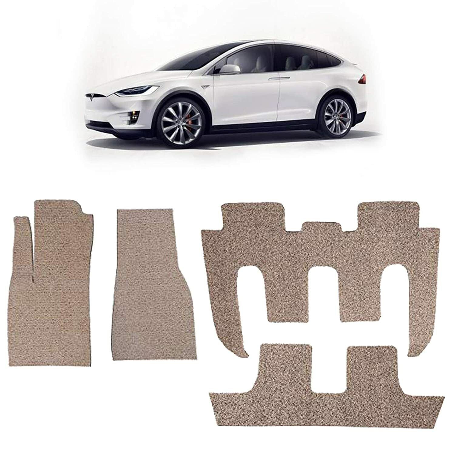 7 Seat Car Floor Mats Set for Tesla Model X All Weather, Gray - Bosonshop