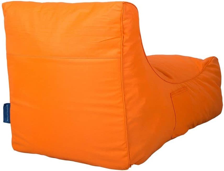 Nylon Foam Lazy Lounger Self Expanding Sponge Floor Chair Sleeper Sofa w/ Dirt-Proof Oxford Fabric & Side Pocket, Orange - Bosonshop