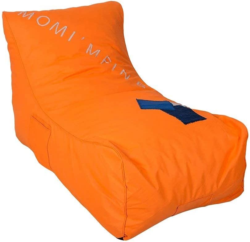 Nylon Foam Lazy Lounger Self Expanding Sponge Floor Chair Sleeper Sofa w/ Dirt-Proof Oxford Fabric & Side Pocket, Orange - Bosonshop