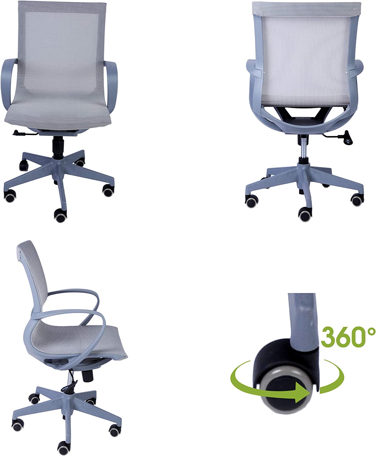 Office Mesh Chair Ergonomic Desk Chair with Armrest and 5 Swivel Casters - Bosonshop