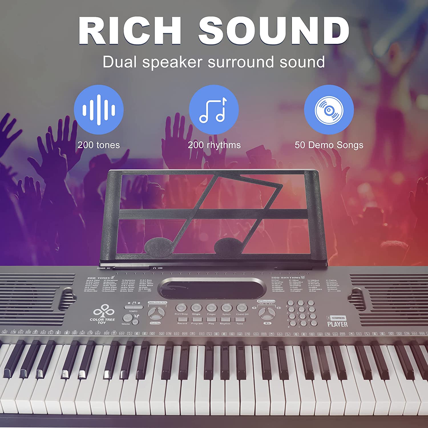 (Out of Stock) Electric Keyboard Piano with Stand 61 Key Portable Digital Music Keyboard Piano Set with Built In Speakers & Microphone - Bosonshop