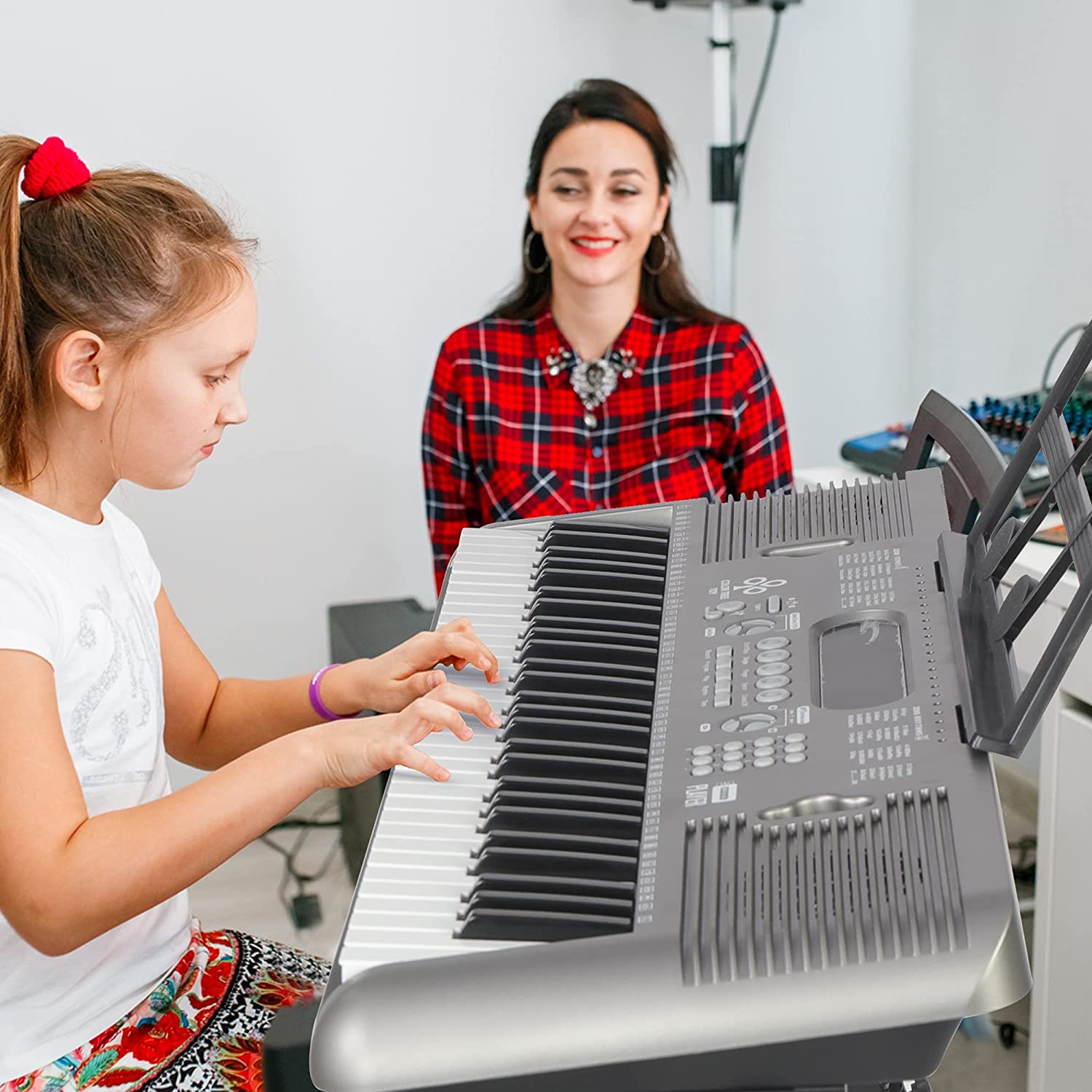 (Out of Stock) Electric Keyboard Piano with Stand 61 Key Portable Digital Music Keyboard Piano Set with Built In Speakers & Microphone - Bosonshop