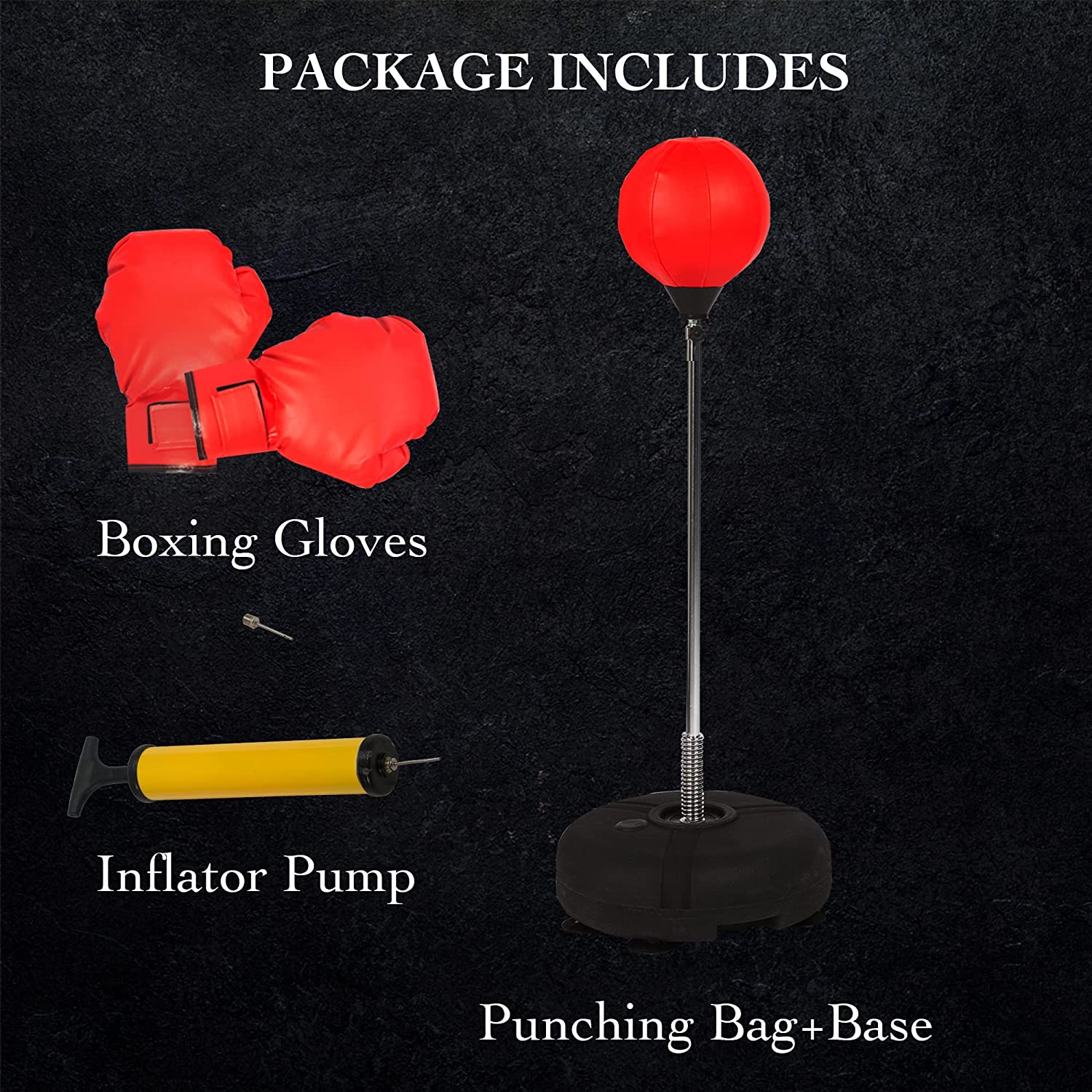 (Out of Stock) Freestanding Reflex Bag Height Adjustable Punching Bag Boxing Ball Set w/ Boxing Gloves - Bosonshop