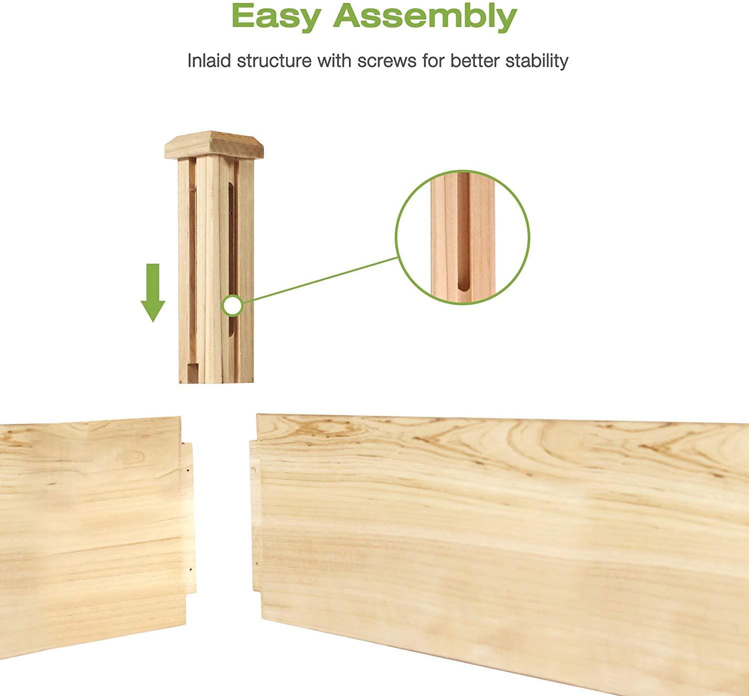 7.5 Feet Raised Garden Bed Wooden Planter Box 2 Separate Planting Space, 22"x 9"x 90" - Bosonshop