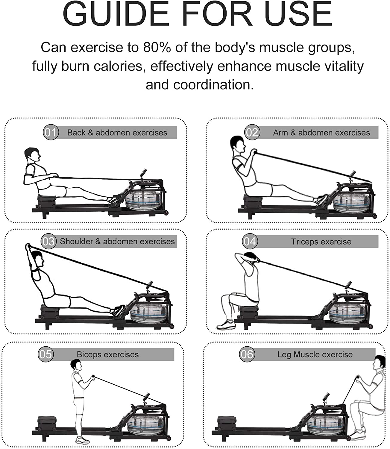 Home Water Rowing Machine with LCD Monitor - Supports up to 330 Lbs - Bosonshop