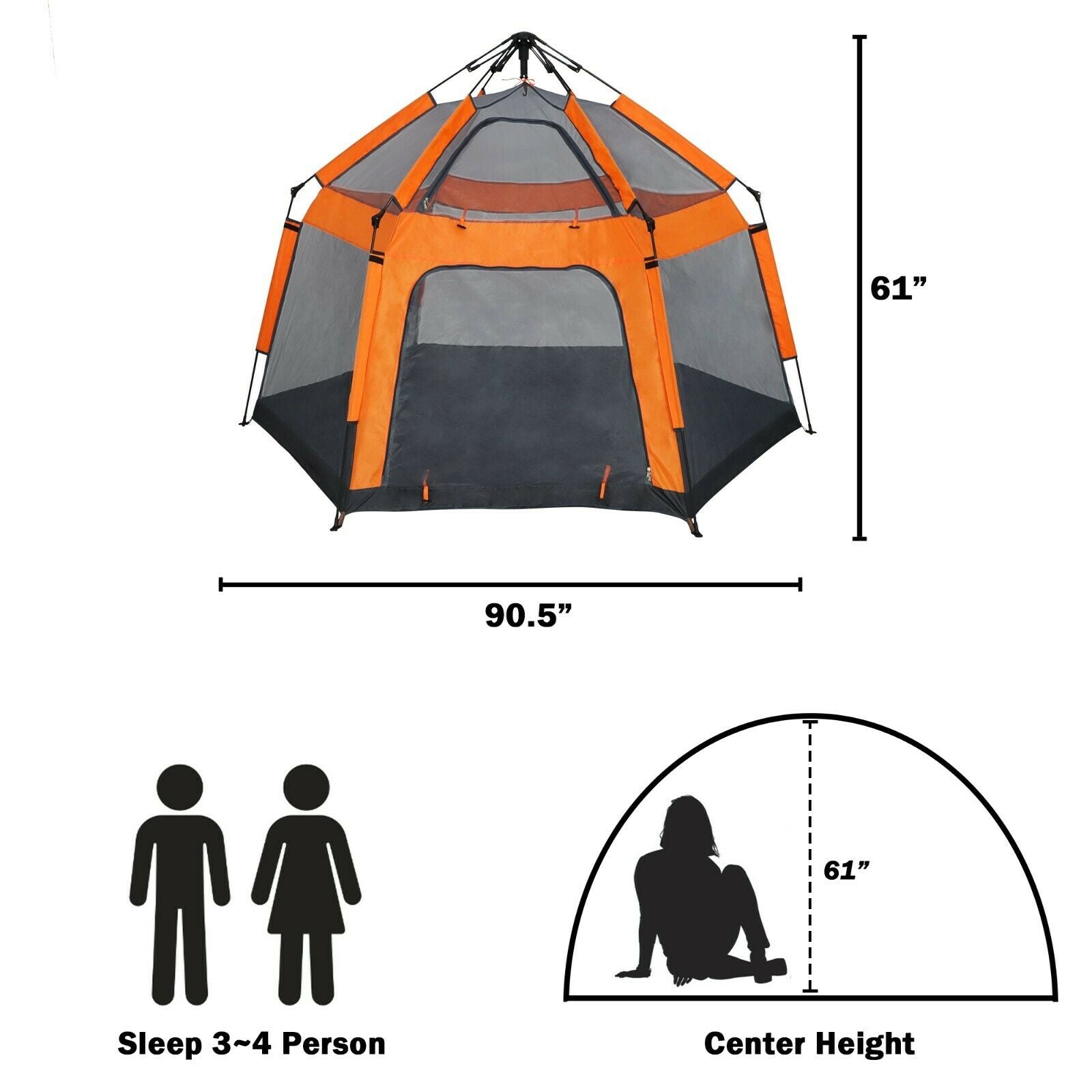 Portable 3-4 Person Camping Tent | Waterproof, Sunproof, and Ventilated Shelter for Outdoor Adventures - Bosonshop