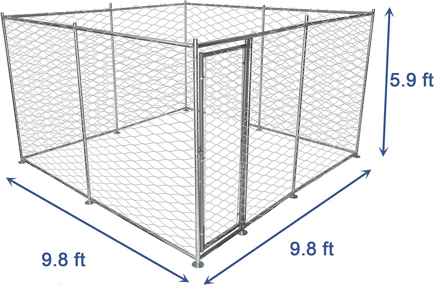 (Out of Stock) Outdoor Dog Playpen Heavy Duty Galvanized Mesh Steel Outdoor Big Dog House Kennel with Lock 9.8' x 9.8' x 5.9' - Bosonshop