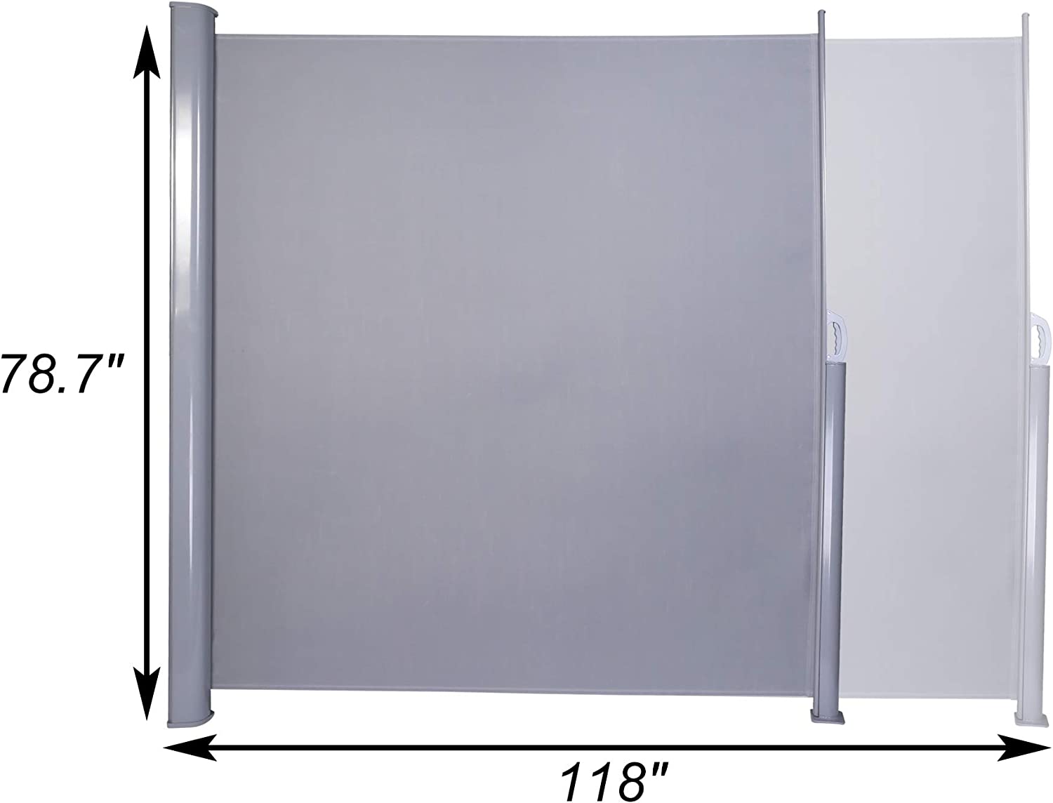 Retractable Side Awning Outdoor Privacy Screen Shade 118"x 78.7", Gray - Bosonshop