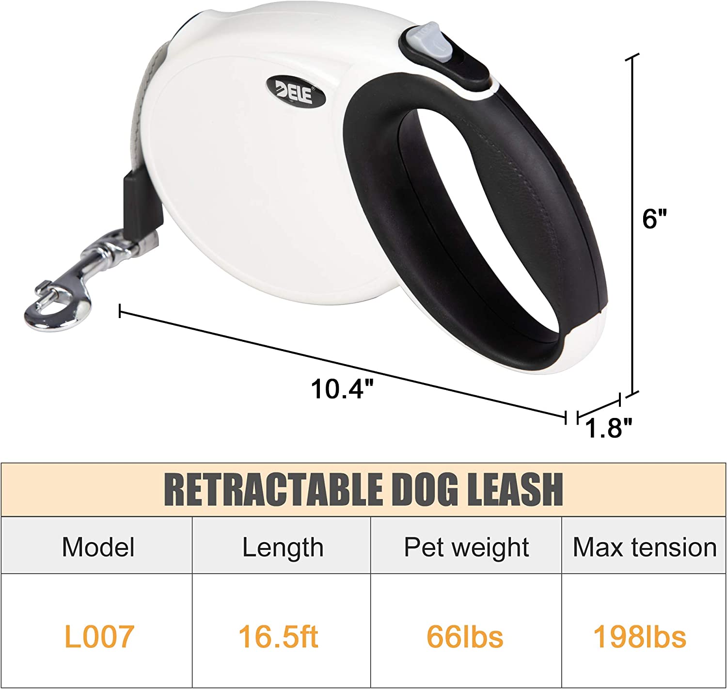 Heavy Duty Retractable Dog Leash Pet Walking Leash with 16.5ft Tangle Free Tape for Dogs Under 66 lbs - Bosonshop