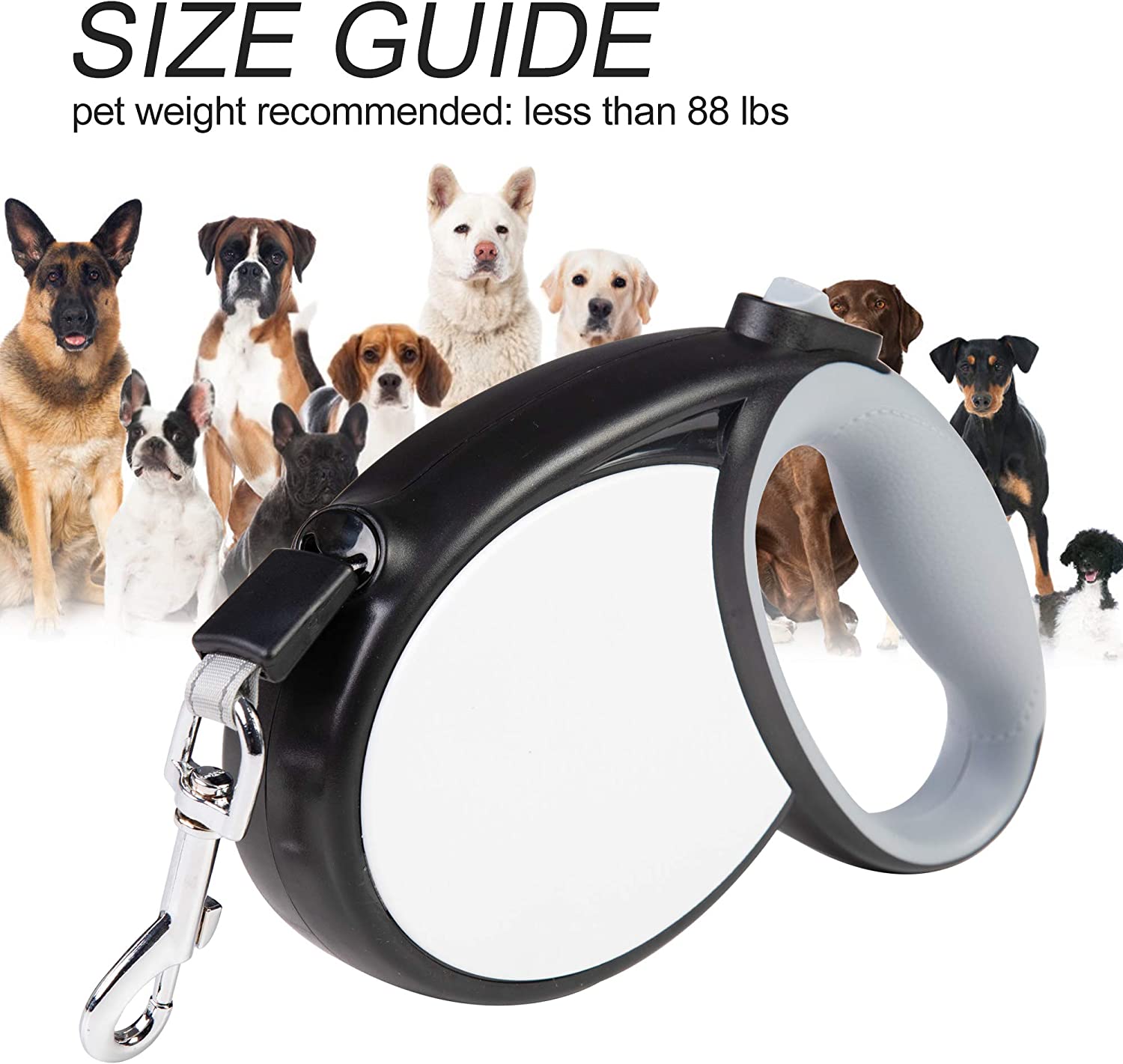 Retractable Dog Leash Heavy Duty Pet Walking Leash with 16.5ft Tangle Free Tape - Bosonshop