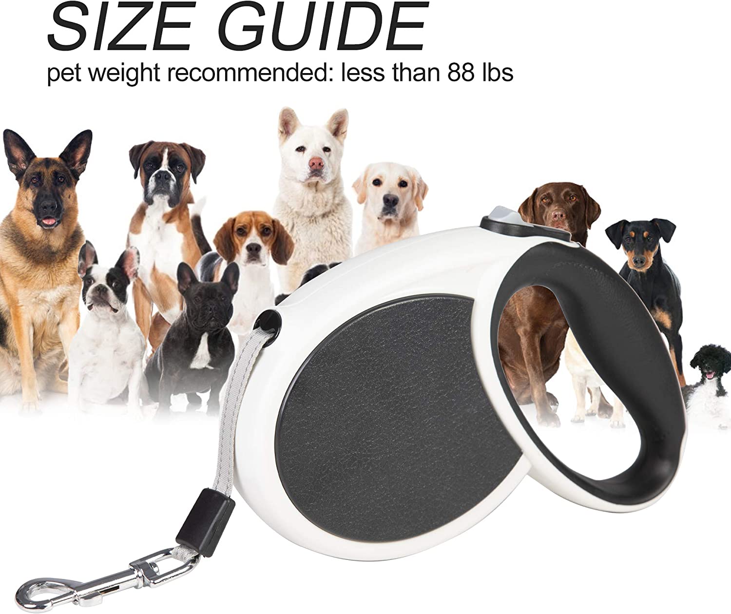 Retractable Dog Leash Heavy Duty Pet Walking Leash with 23ft Tangle Free Tape - Bosonshop