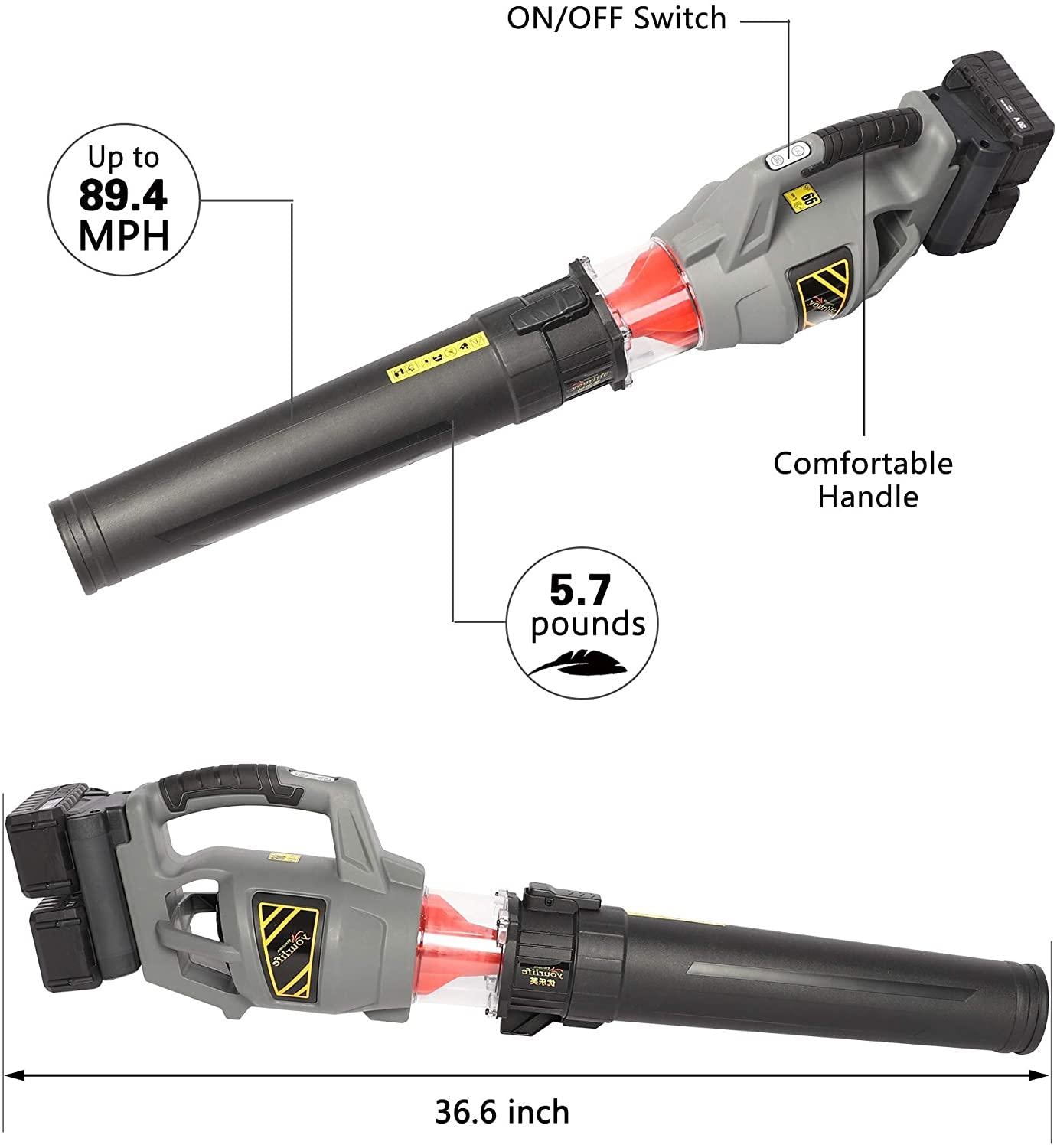 Cordless Leaf Blower 40V 4.0Ah Variable Speed Lithium Battery and Charger Included for Lawn Care, Black - Bosonshop