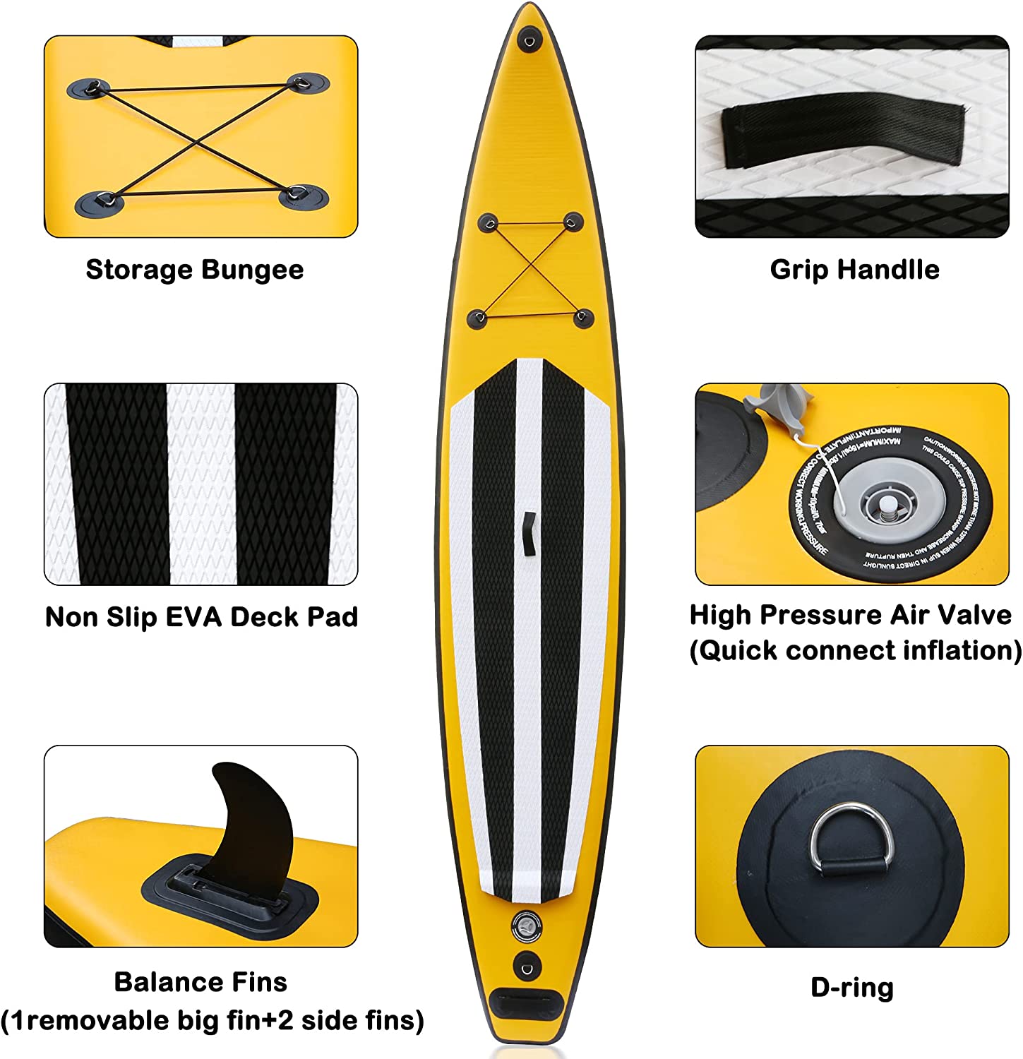 Inflatable Paddle Boards Ultra-Light Stand Up Paddle Board Surf Board Non-Slip Deck w/ Carry Bag Bottom Fin Paddling Surf Control - Bosonshop