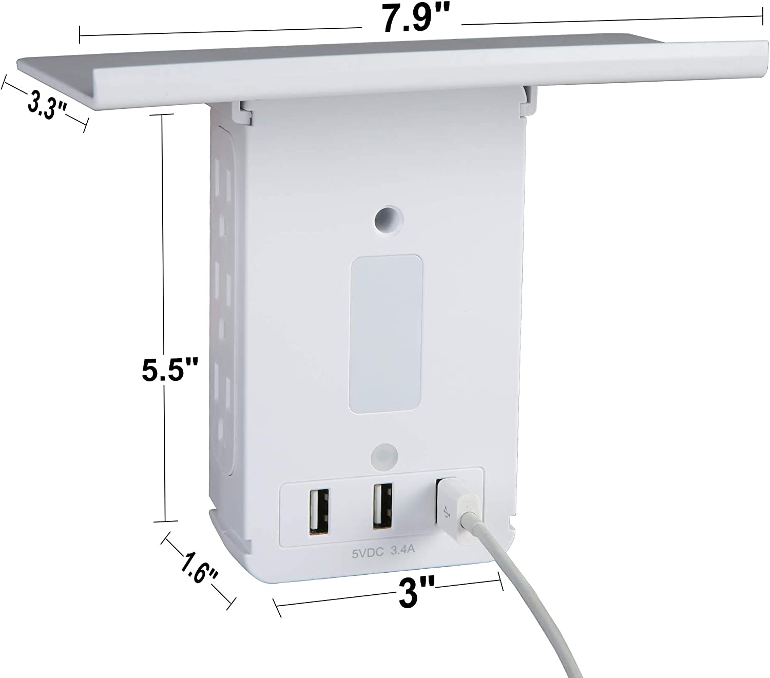 Wall Outlet Extender-2 Pack Surge Protector 15 A Multifunctional Outlet Wall Plug with USB Ports(3.4A Total), 6 AC Outlets - Bosonshop