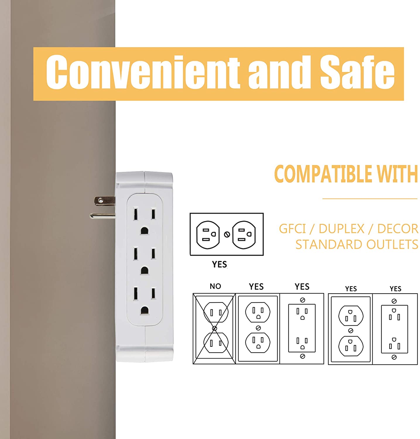 Wall Outlet Extender-2 Pack Surge Protector Multifunctional Outlet Wall Plug with 3 USB Ports(3.4A Total), 8 AC Outlets, Removable Outlet Shelf - Bosonshop