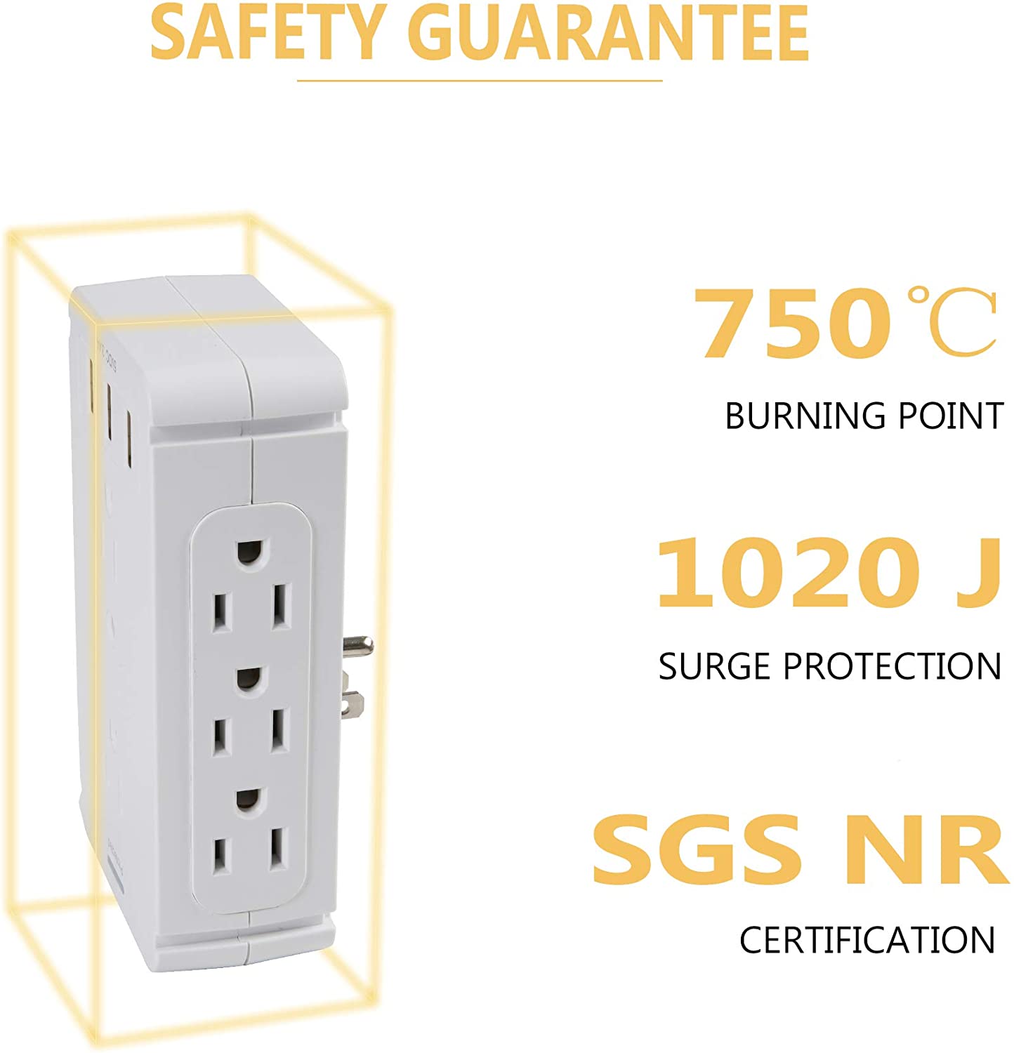 Wall Outlet Extender-2 Pack Surge Protector Multifunctional Outlet Wall Plug with 3 USB Ports(3.4A Total), 8 AC Outlets, Removable Outlet Shelf - Bosonshop