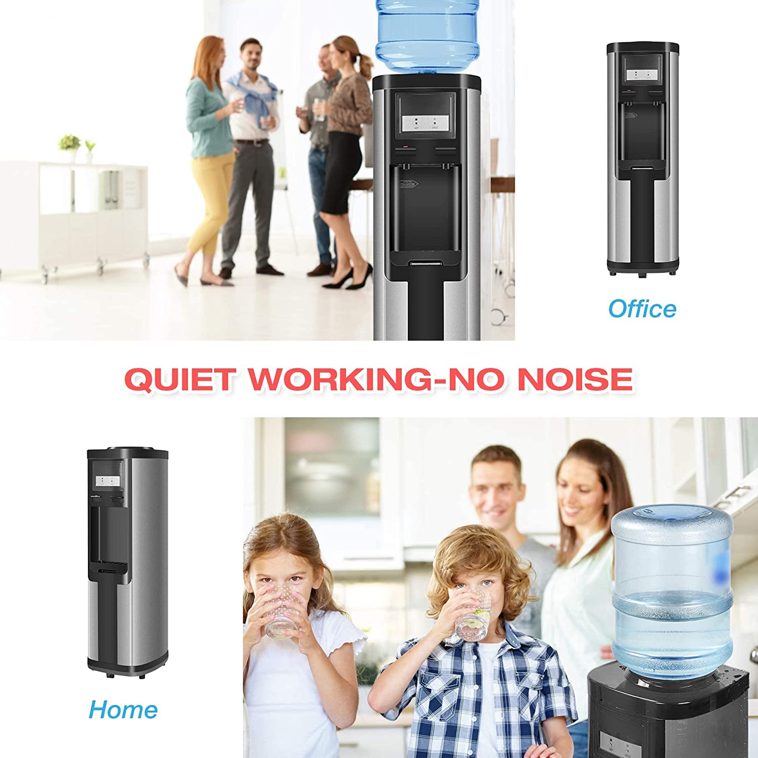 5 Gallons Hot and Cold Water Cooler Dispenser for Top Loading for Home w/ Child Safety Lock - Bosonshop