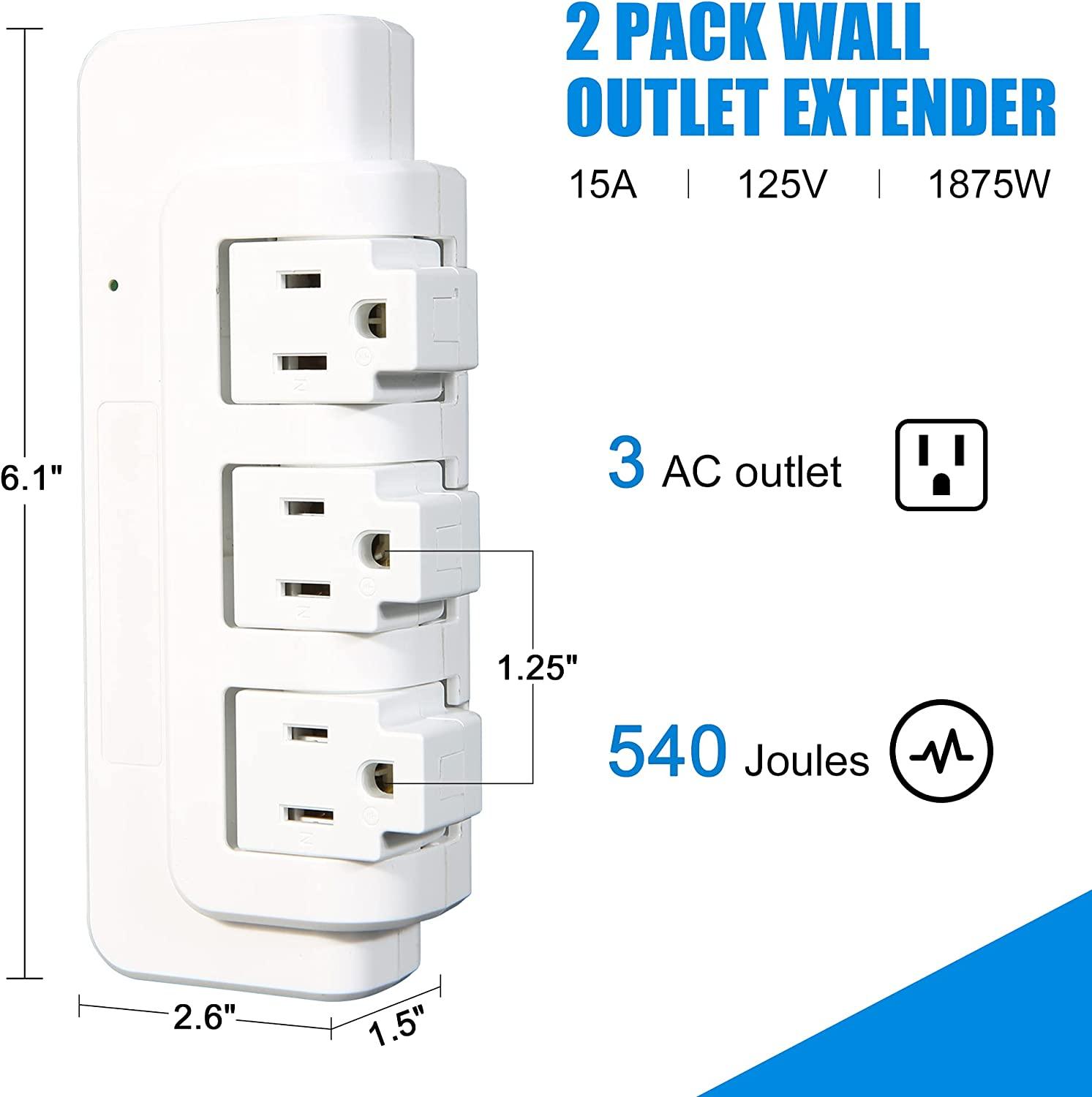 Portable Power Strip Tower 3 Outlets with Extender Multi Sockets Wall Mount for Home Office (2 pcs without shelf) - Bosonshop