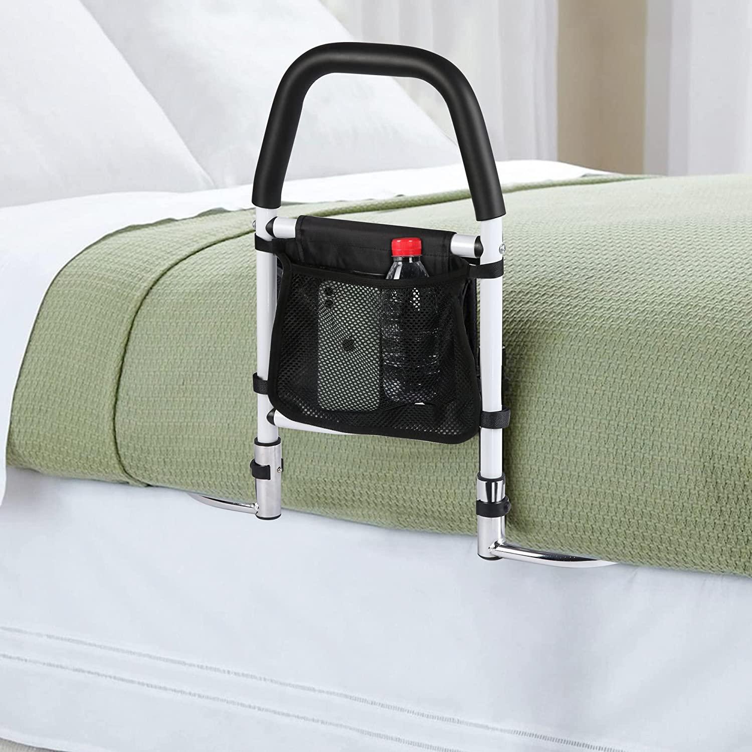 Bed Rails for Senior with Organizer Pouch, Bed Assist Rail with Anchor Strap, Medical Bed Safety Handle to Prevent Falls - Bosonshop