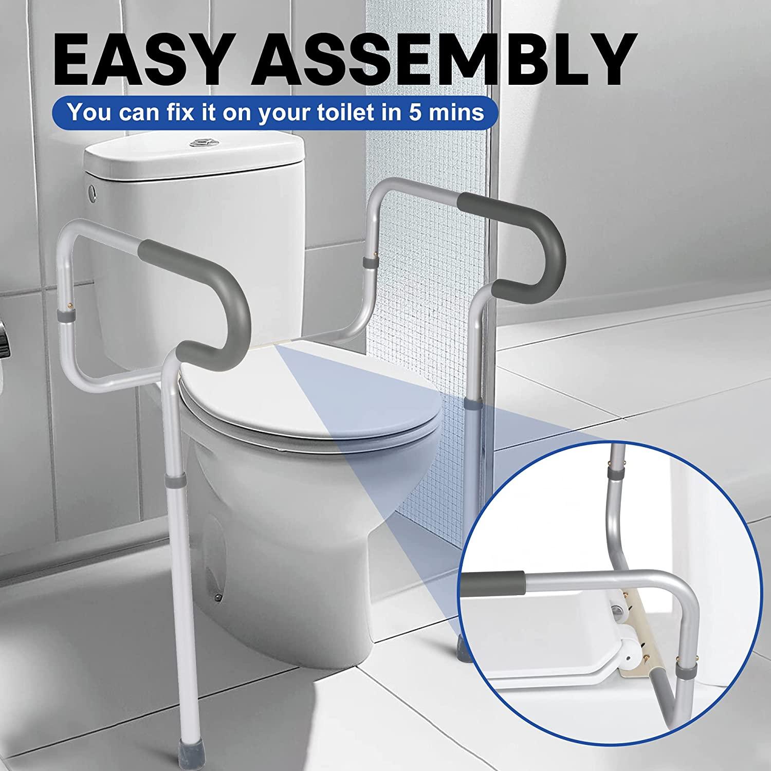 Bathroom Toilet Safety Frame & Rail, Adjustable Toilet Handrails, Stand Alone Assist Grab Bar for Disabled Elderly and Handicap, Foam Arm - Bosonshop