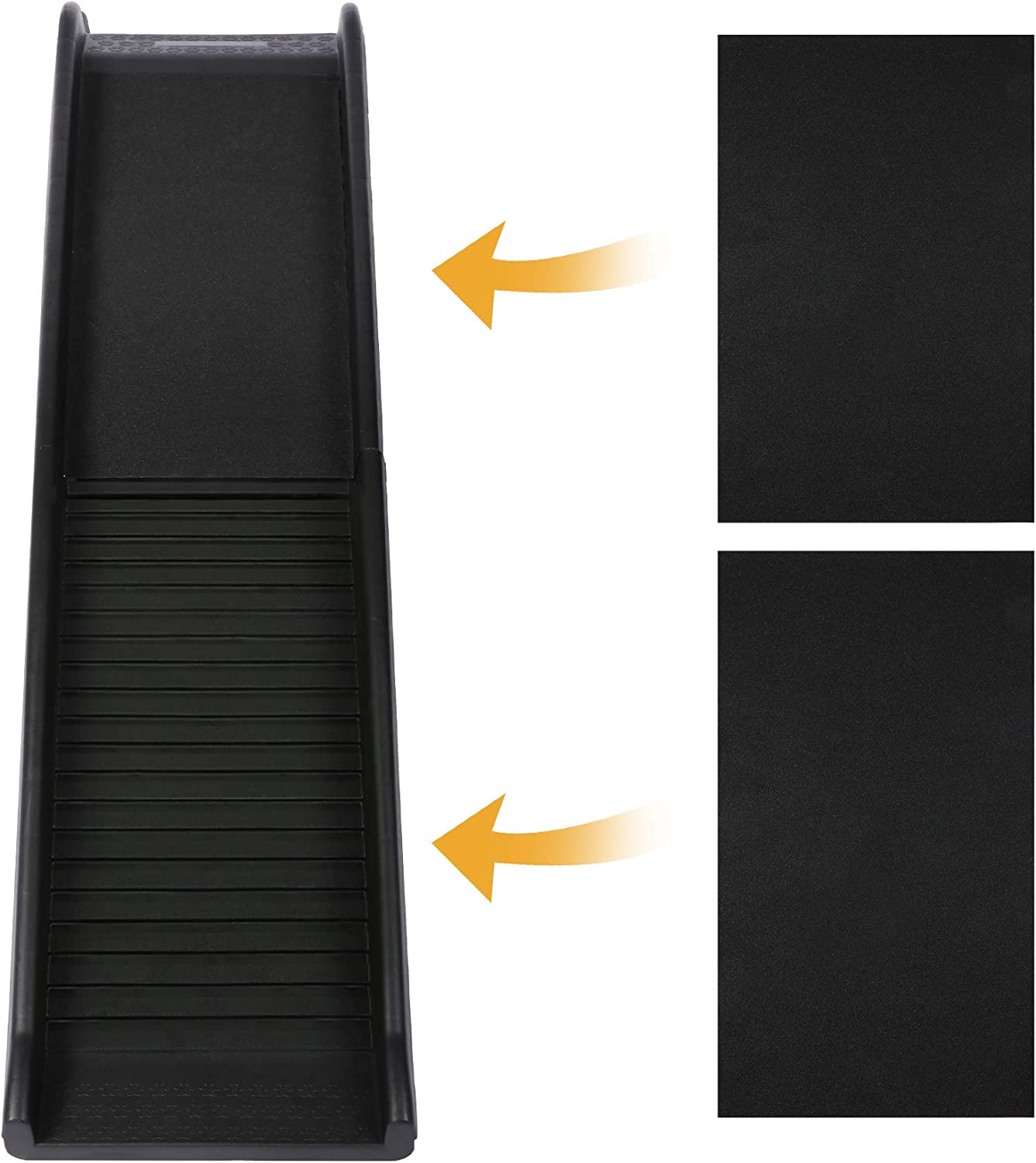 Portable Plastic Dog Car Ramp w/ 2pcs Non-slip Tread, 60"L x 16" W Folding Travel Pet Safety Ramp - Bosonshop