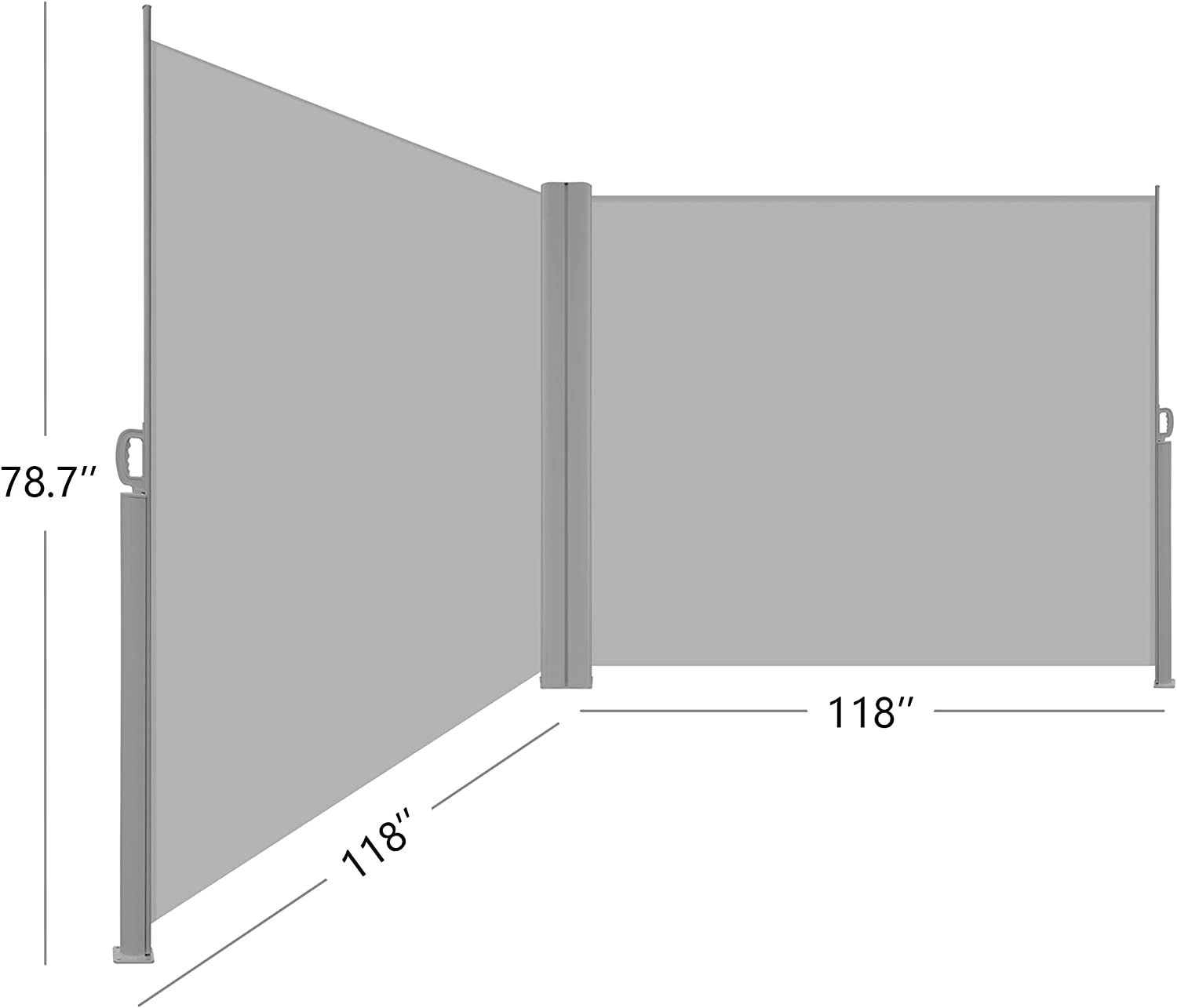 236"x78.7" Double Retractable Side Awning Patio Folding Side Sun Shade Screen - Bosonshop