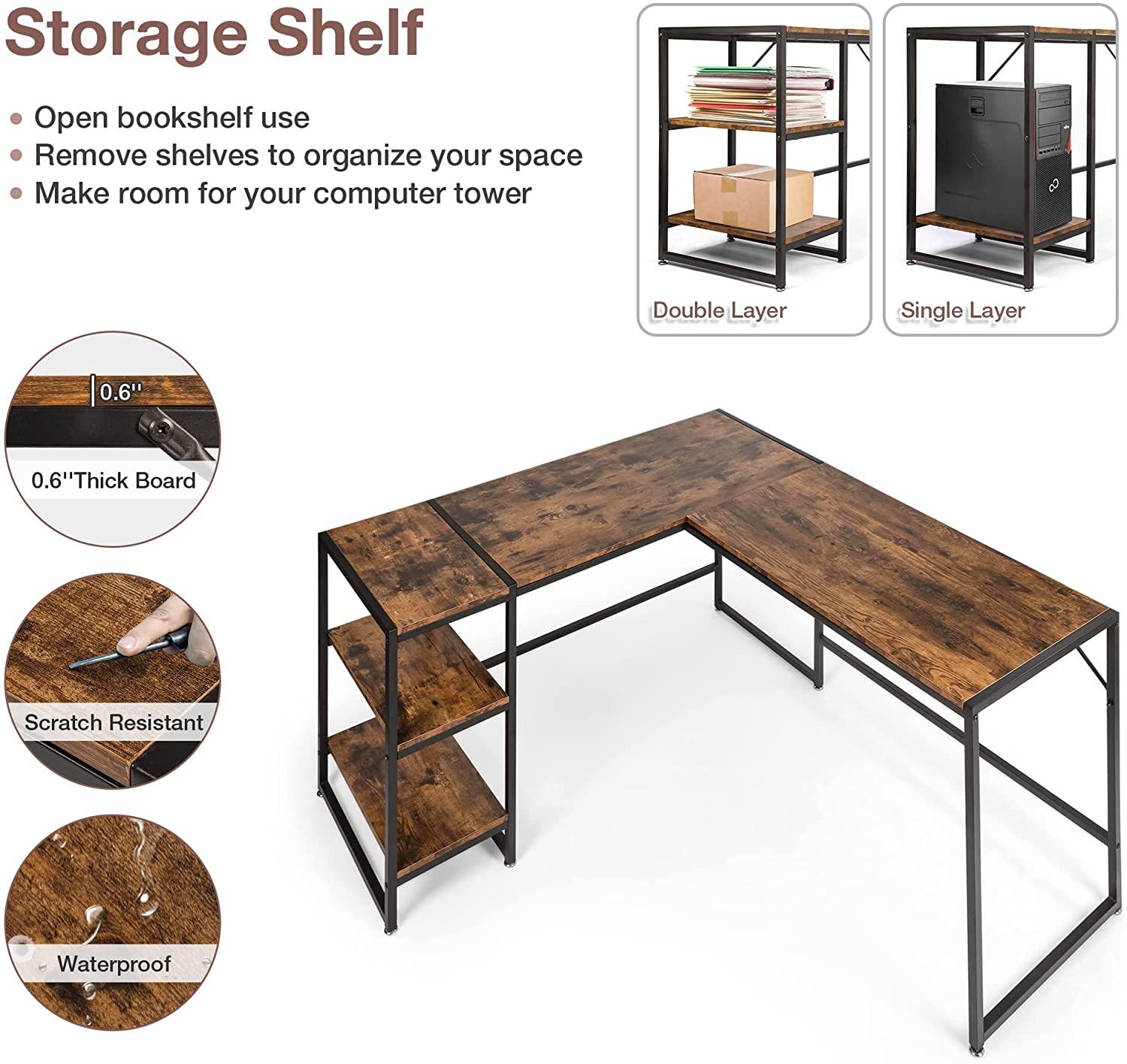 Versatile L-Shaped Desk: Perfect for Home Offices, Gaming, and More – Easy Assembly, Ample Storage, Ergonomic Design - Bosonshop