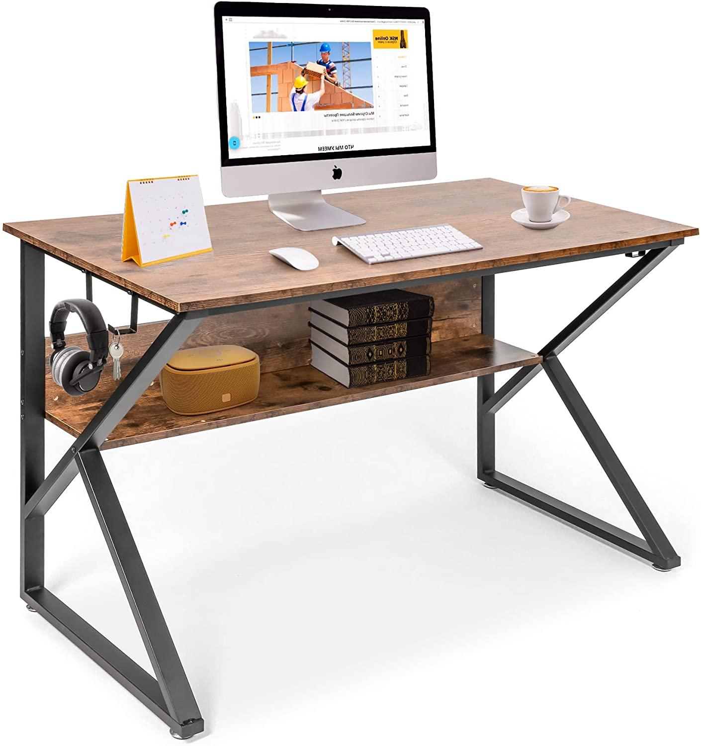 Computer Desk, Sturdy and Stylish Home Office Computer Desk with Built-in Bookshelf and Storage – Perfect Workspace Solution - Bosonshop