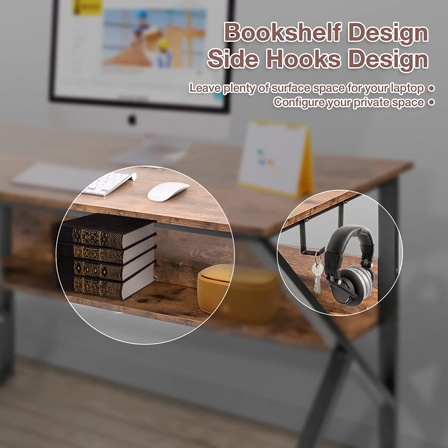 Computer Desk, Sturdy and Stylish Home Office Computer Desk with Built-in Bookshelf and Storage – Perfect Workspace Solution - Bosonshop