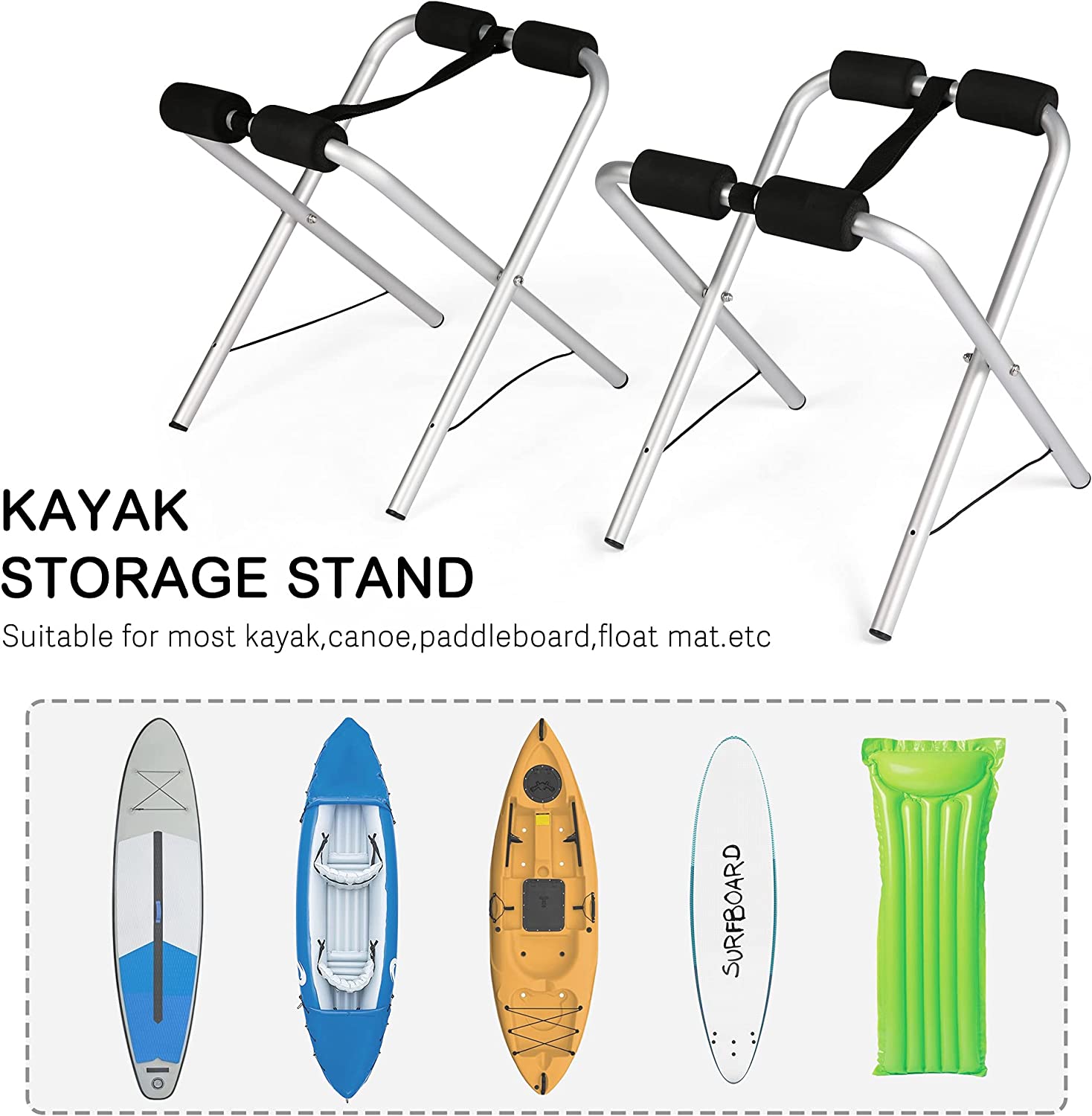 2-Pack Kayak Storage Rack 165 Lbs Capacity Freestanding Kayak Stand - Bosonshop