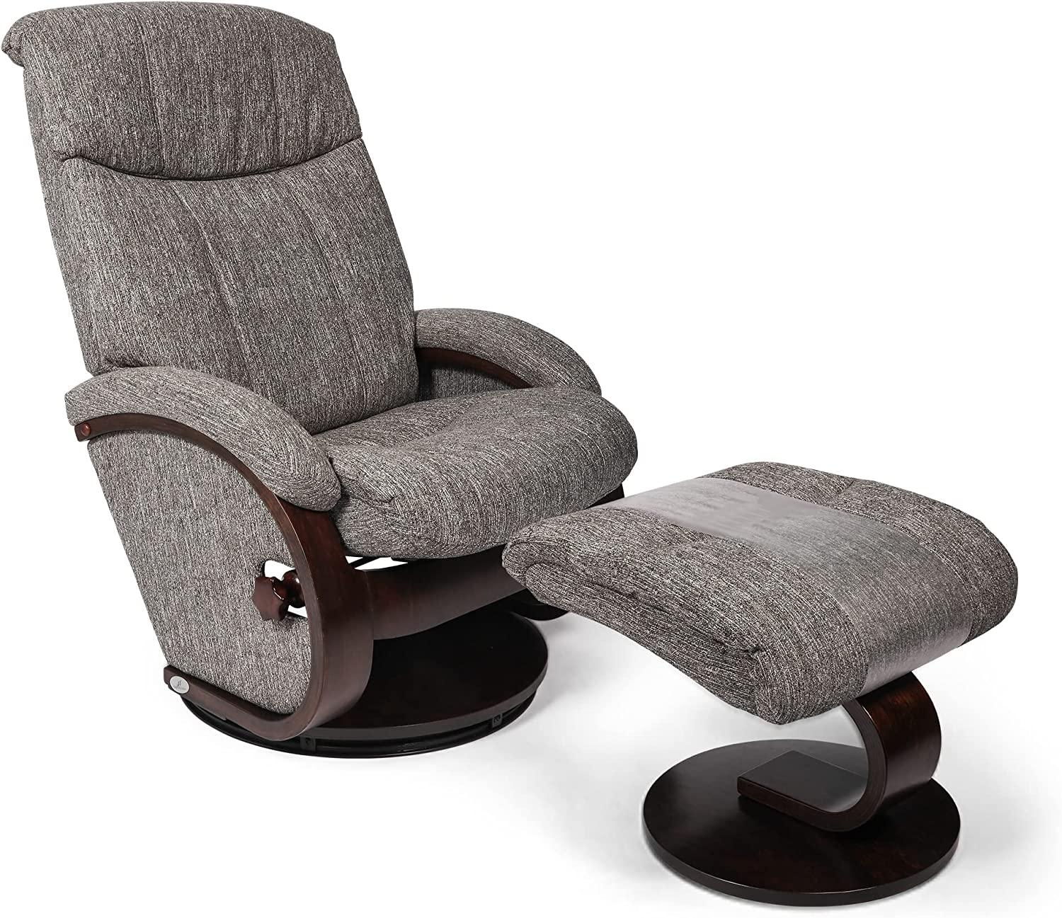 Modern Grey Swivel Recliner Chair with Ottoman Set for Ultimate Comfort and Style - Bosonshop