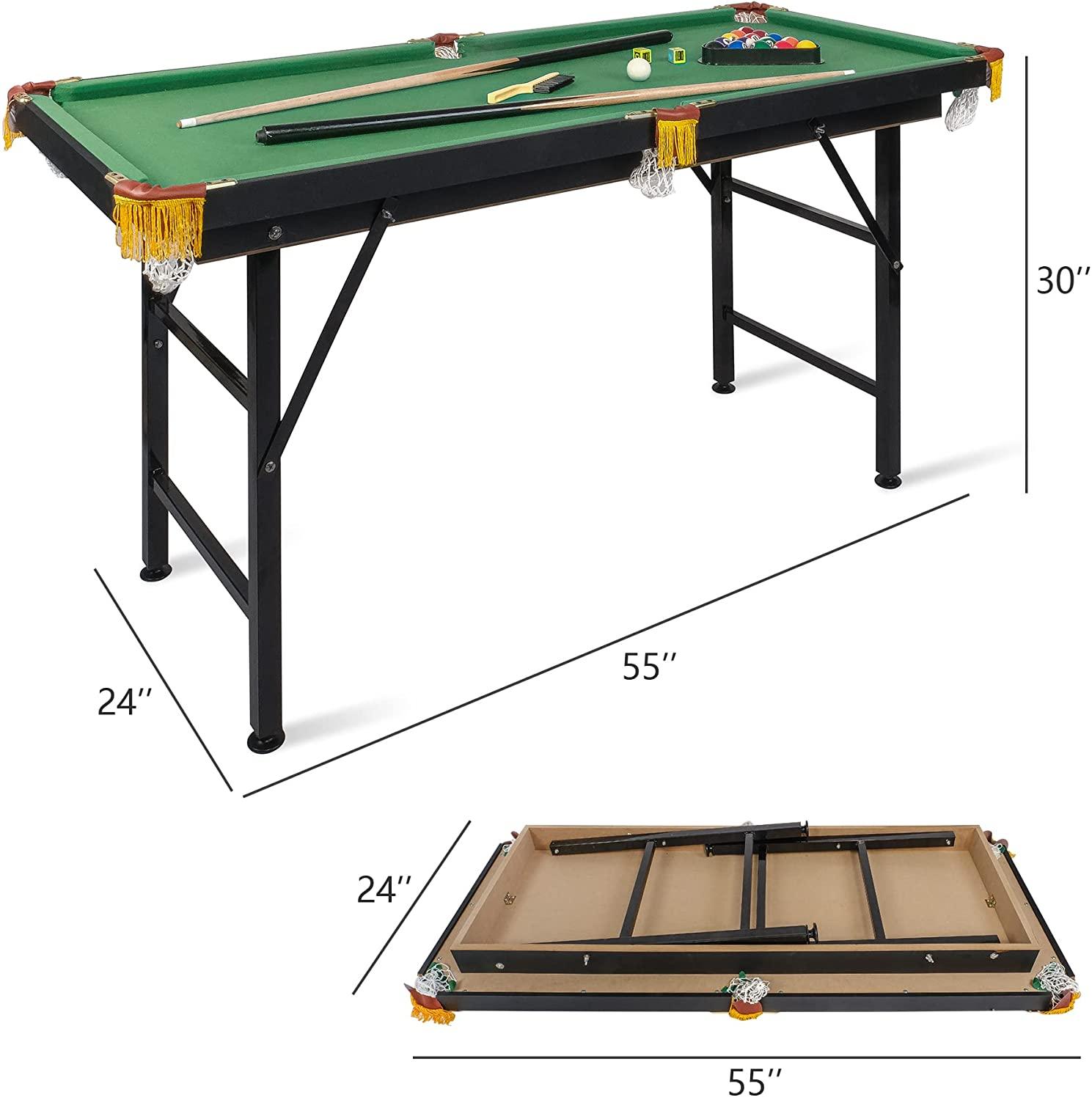 Folding Portable Billiard Table-55" Pool Game Table-Home or Office Play Fun - Bosonshop