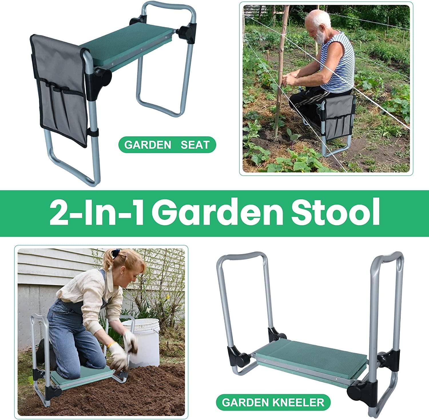 Widen Upgrade Foldable Garden Kneeler Bench Workseats and Seat Stool w/Tool Pocket and Soft EVA Kneeling Pad - Bosonshop