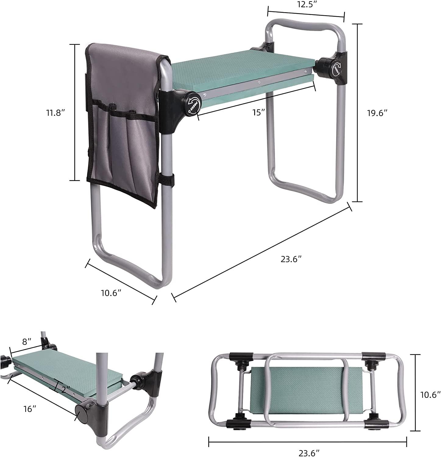 Widen Upgrade Foldable Garden Kneeler Bench Workseats and Seat Stool w/Tool Pocket and Soft EVA Kneeling Pad - Bosonshop