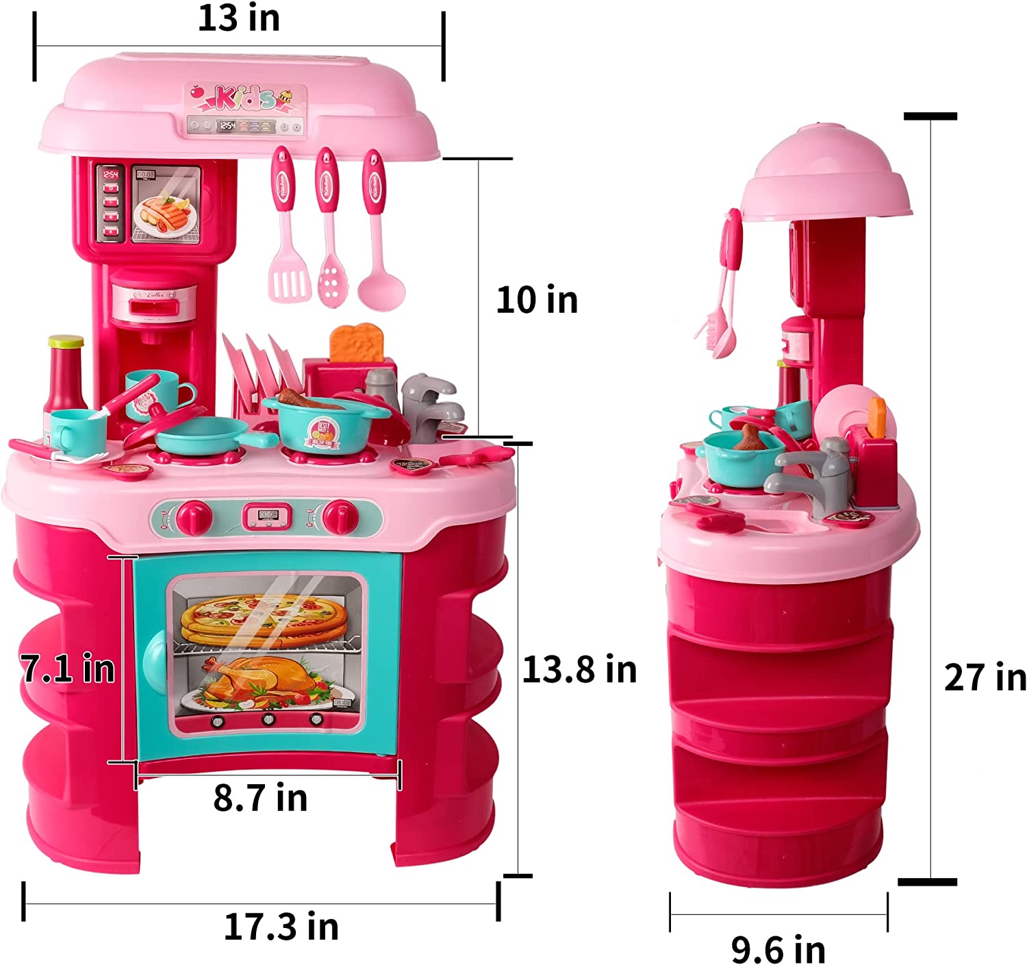 (Out of Stock) Playset Chef Kitchen Playset Pretend Cooking Food Play Dinnerware Toy Set - Bosonshop