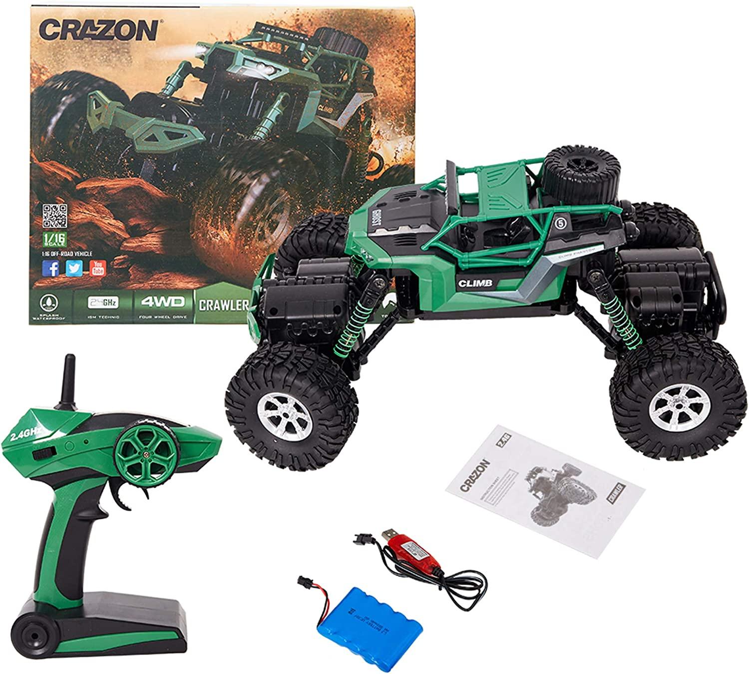 Electric RC Car 1:18 Remote Control Vehicle 2.4Ghz Off-Road Rock Crawler All Terrain Double-turn Waterproof Truck for Kids - Bosonshop