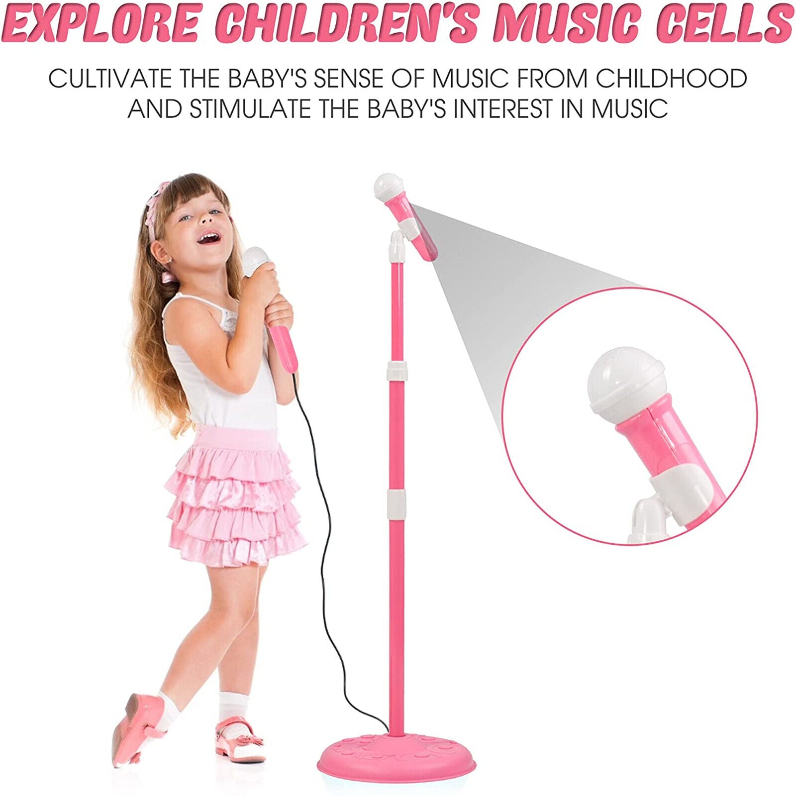 (Out of Stock) Kids Electric Guitar Beginner Kits Play Set with Microphone Speaker and Stand, Pink - Bosonshop