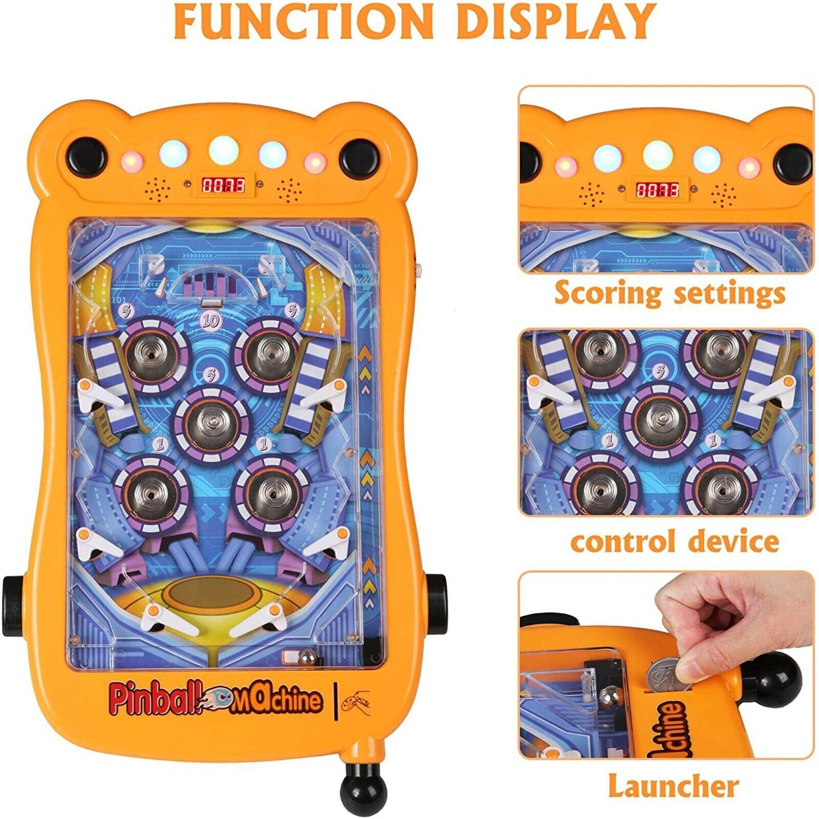 (Out of Stock) Mini Pinball Machine Portable Tabletop Game Kids Interactive Toys Party, Orange - Bosonshop