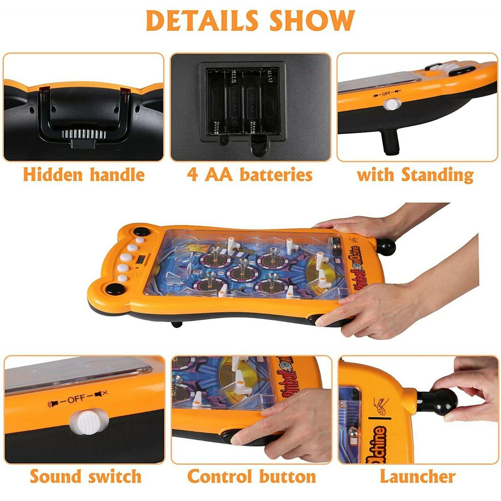 (Out of Stock) Mini Pinball Machine Portable Tabletop Game Kids Interactive Toys Party, Orange - Bosonshop